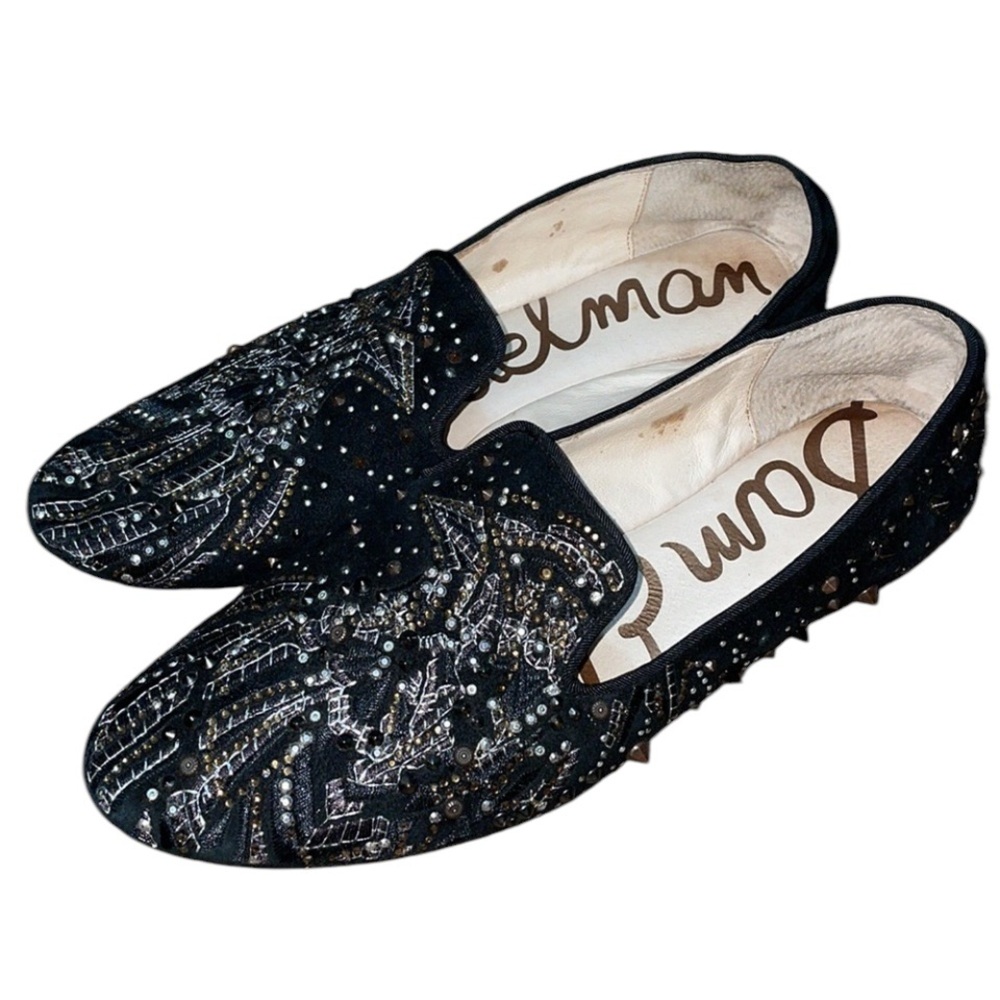 Sam Edelman black suede studded loafers